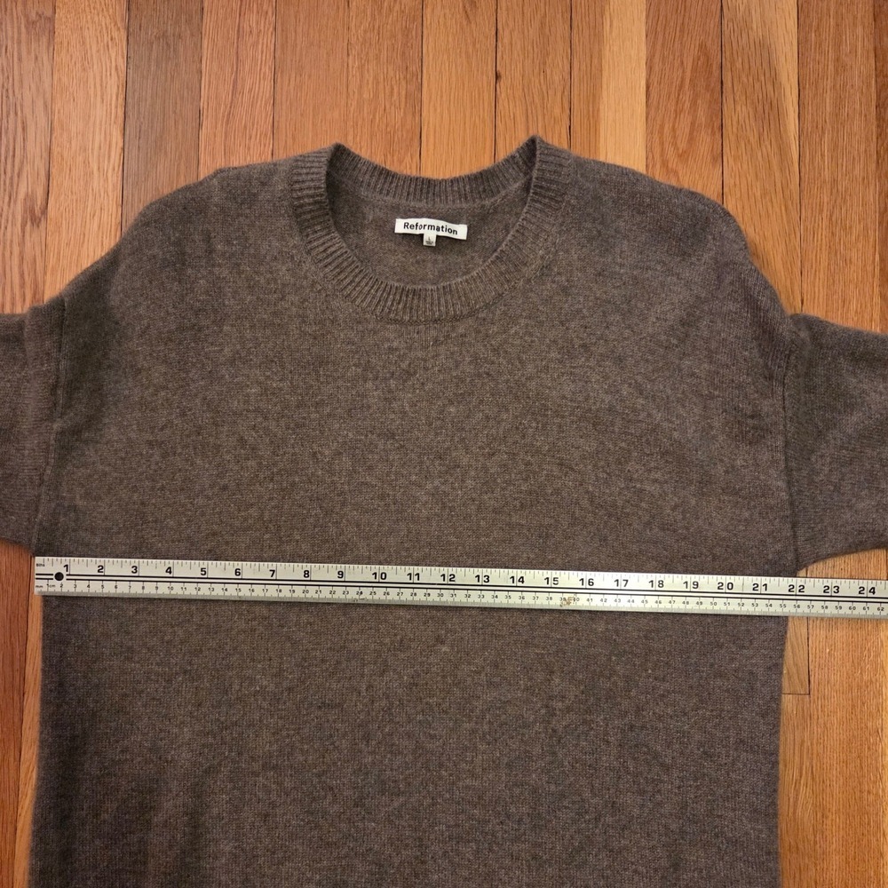 Reformation Henrietta 100% Cashmere Long Sleeve Sweater Dress in Cocoa, Sz L - Picture 8 of 12